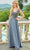 Mori Lee 72521 - Chiffon Fitted V-Neck Long Dress Prom Dresses 00 / Steel