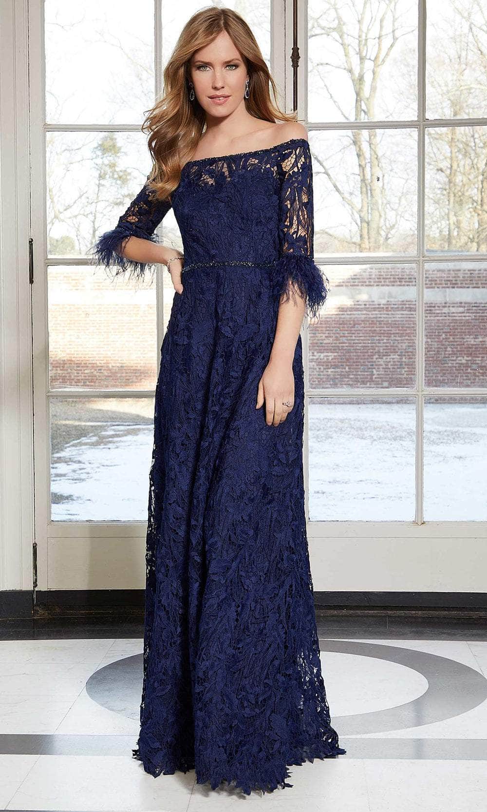 Mori Lee 72602 - Lace Feathered Evening Dress – Couture Candy