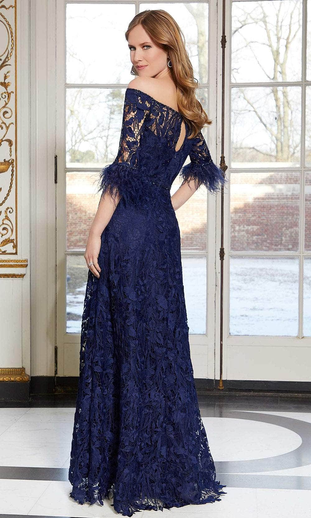 Mori Lee 72602 - Lace Feathered Evening Dress – Couture Candy