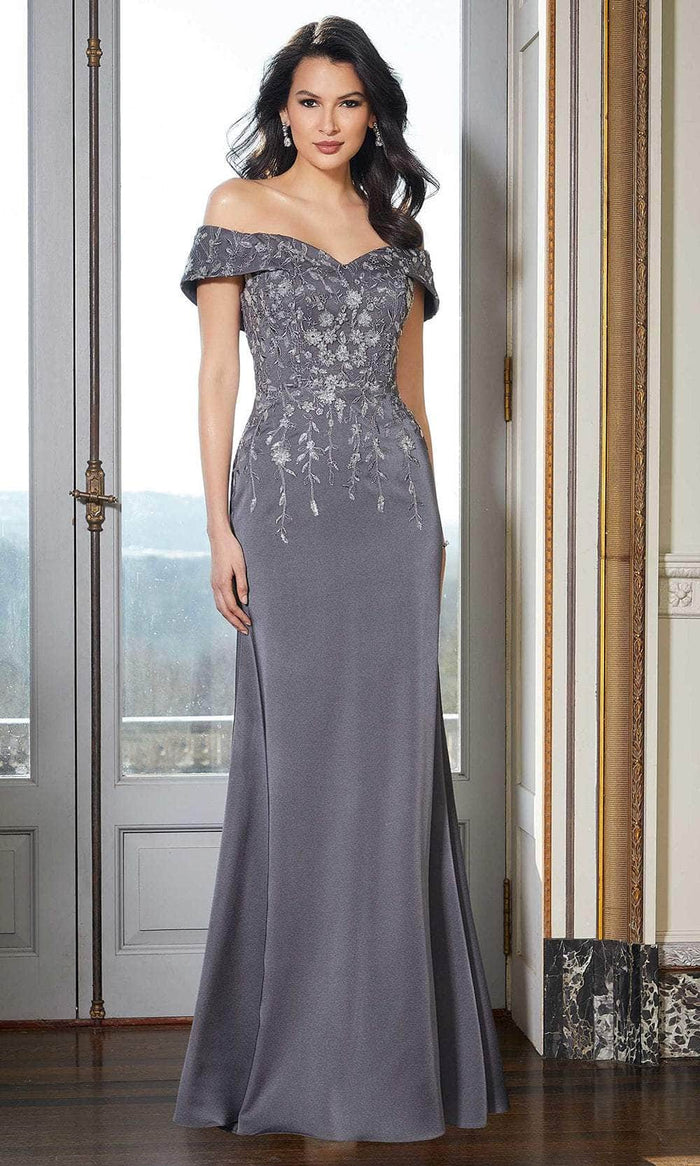 Mori Lee 72615 - Embroidered Sheath Evening Gown Evening Dresses 00 / Charcoal
