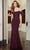 Mori Lee 72621 - Feathered Off-Shoulder Evening Gown Evening Dresses 00 / Plum