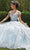 Mori Lee - 89302 Off Shoulder Rhinestone Beaded Glitter Net Ballgown Quinceanera Dresses 00 / Light Blue