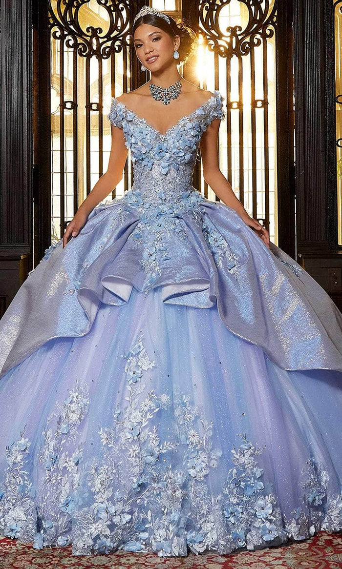 Mori Lee 89331 - Embellished Tulle Quinceañera Dress Ball Gowns 00 / Blue Sky