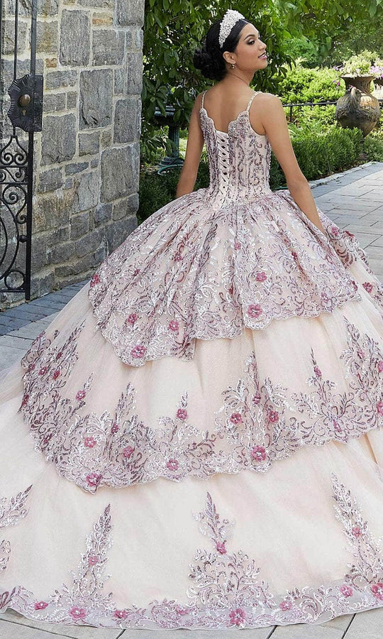Mori Lee 89338 - Thin Strap Bedazzled Layered Gown