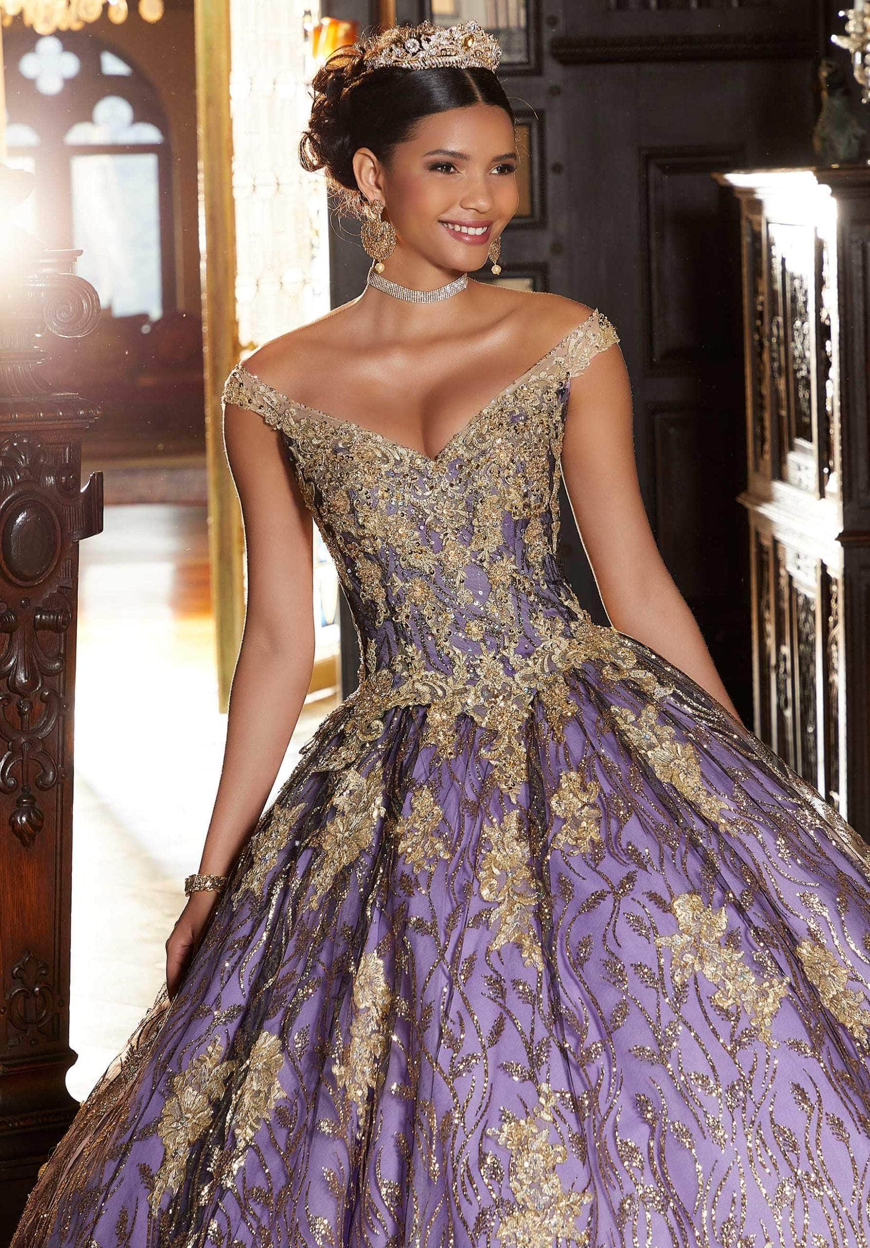 Mori Lee 89347 - Glittered V-Neck Quinceaera Dress Couture Candy Mori Lee 89347 - Glittered V-Neck Quinceaera Dress Couture Candy