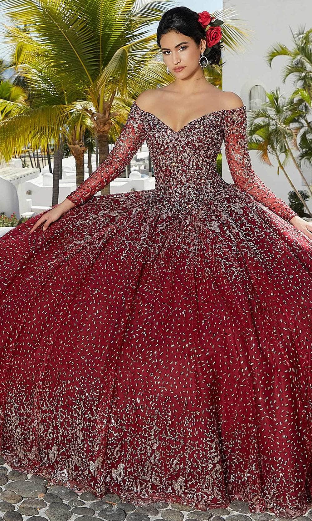 Mori Lee 89355 - Beaded Long Sleeves Quinceera Dress Couture Candy Mori Lee 89355 - Beaded Long Sleeves Quinceera Dress Couture Candy
