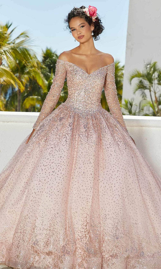 Mori Lee 89355 - Beaded Long Sleeves Quinceñera Dress