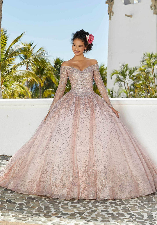 Mori Lee 89355 - Beaded Long Sleeves Quinceñera Dress