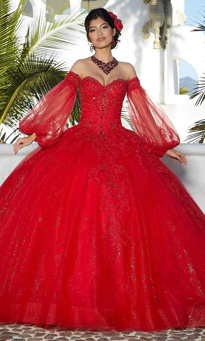 Mori Lee 89359 - Puffy Sleeve Sweetheart Ballgown Ball Gowns 00 / Scarlet