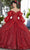 Mori Lee 89361 - Shimmering Off-shoulder Ballgown Quinceanera Dresses 00 / Wine