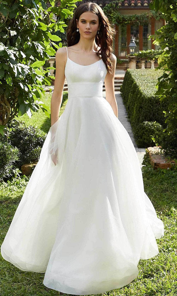 Mori Lee Bridal 12145 - Sleeveless Scoop Neck Wedding Dress Wedding Dresses 00 / Diamond White 58"