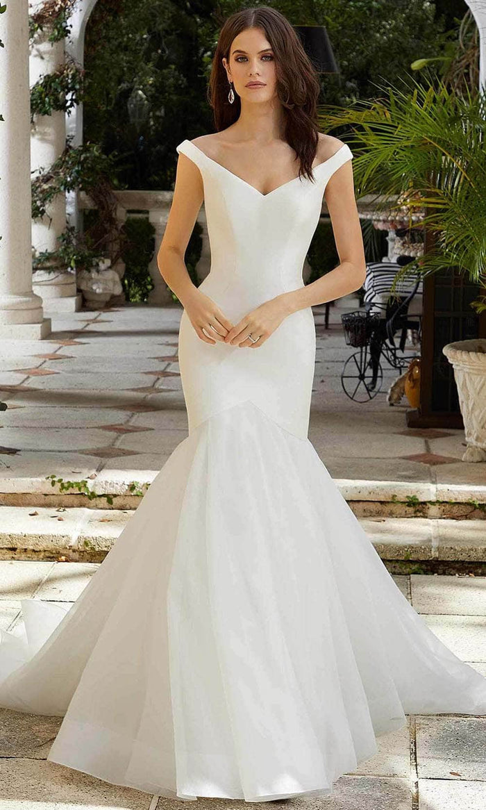 Mori Lee Bridal 12148 - Off Shoulder Mermaid Bridal Gown Bridal Dresses 00 / Diamond White