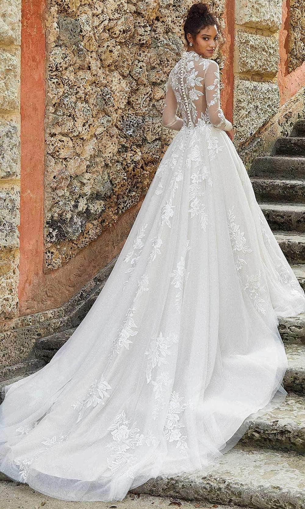 High Neck Long Sleeve Wedding Dresses Lace Appliques A Line Tulle Ball Gowns  | eBay
