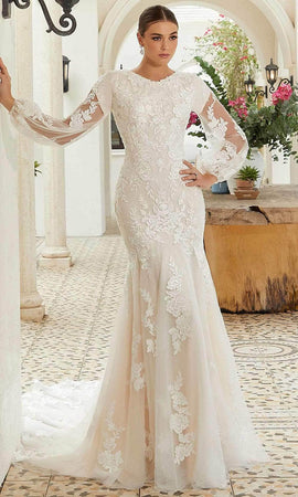 Mori Lee Bridal Long Sleeve Floral Wedding Dress