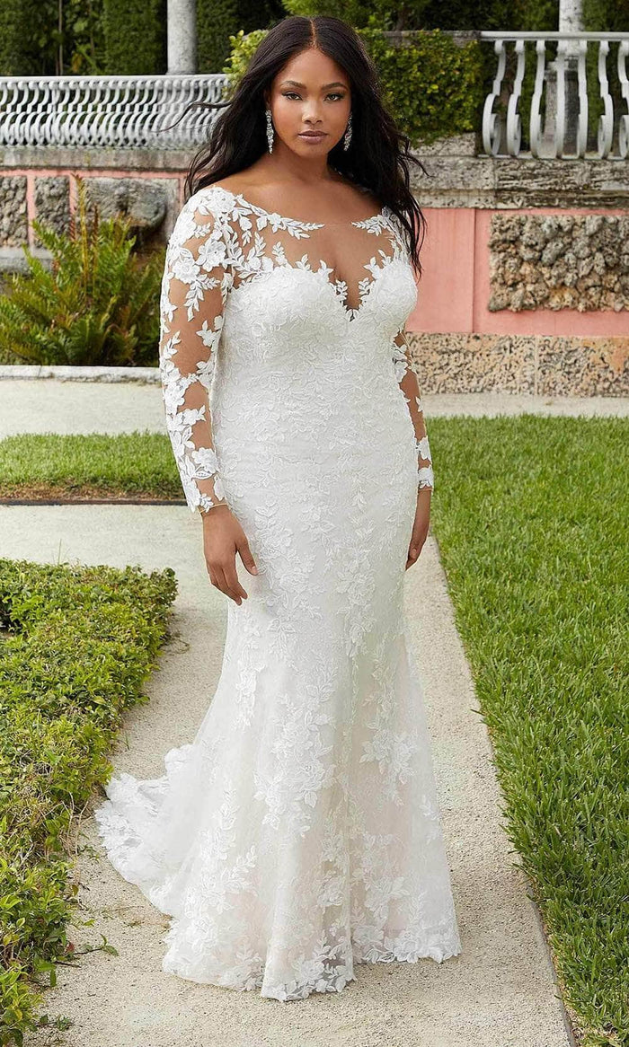 Mori Lee Bridal 3362 - Illusion Long Sleeve Wedding Gown Wedding Gown 00 / Ivory/Champagne/Honey