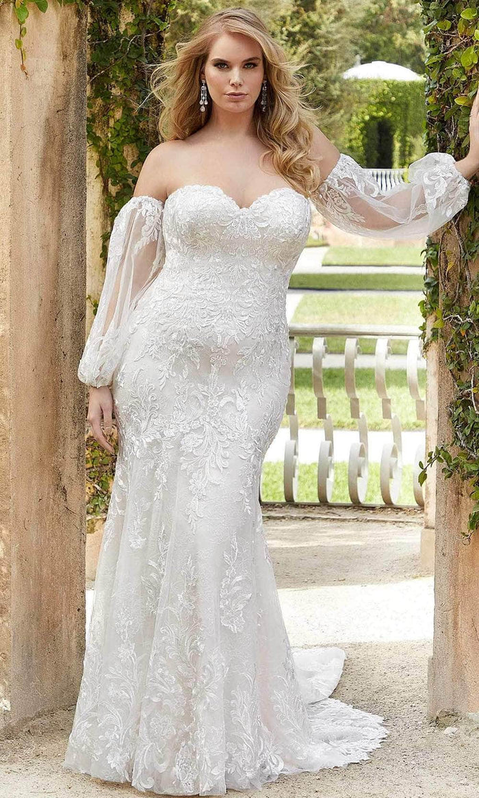 Mori Lee Bridal 3365C - Embroidered Sweetheart Neck Wedding Dress Wedding Dresses 00 / Ivory/Porcelain