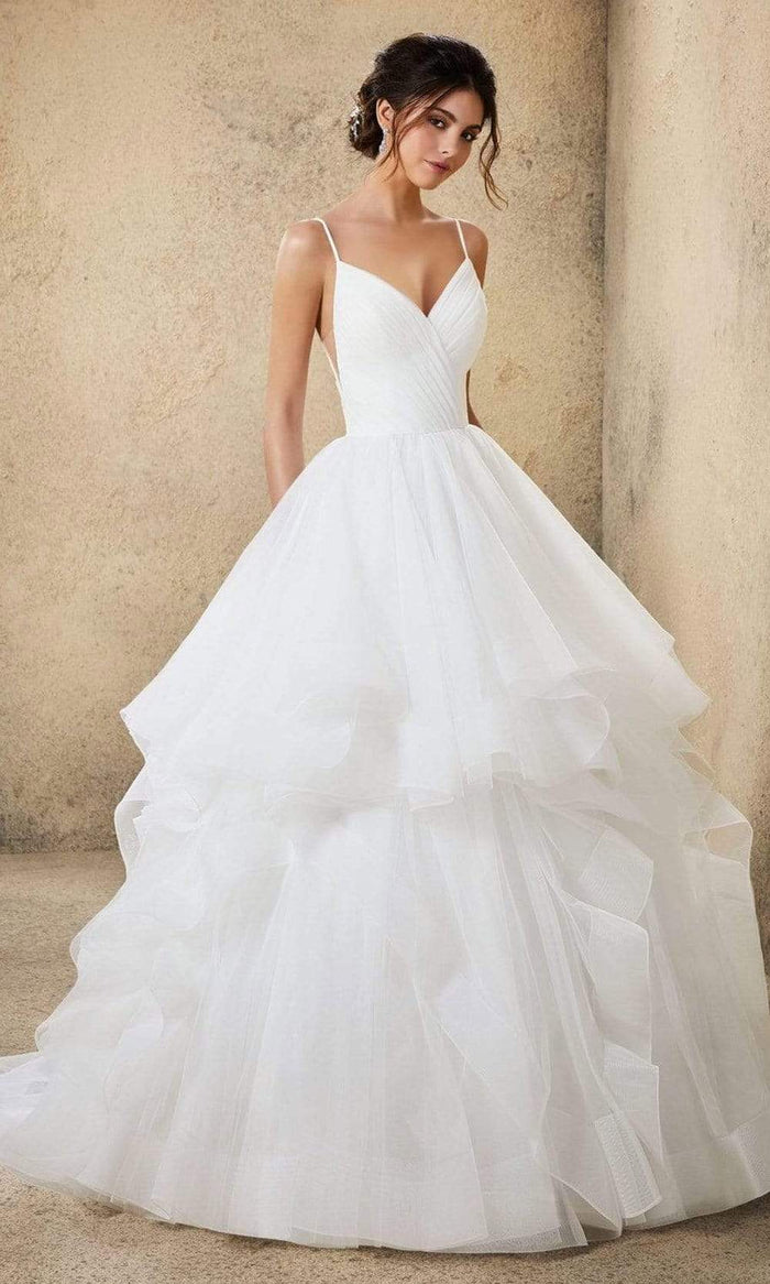 Mori Lee Bridal - 5776 Ravenna V-Neck Tiered Ruffle Wedding Ballgown Special Occasion Dress