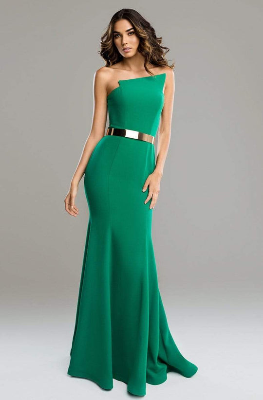 Nicole Bakti - 489 Strapless Asymmetric Neckline Mermaid Gown