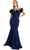 Nicole Bakti 604L - Formal Petal-Detailed Trumpet Gown Special Occasion Dress 0 / Navy