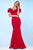 Nicole Bakti - 621 Petal Appliqued Long Mermaid Gown Evening Dresses 0 / Red/Fuchsia