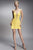 Nicole Bakti - 645 Metallic Ladder Accented Plunging A-Line Dress Party Dresses 0 / Yellow