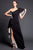 Nicole Bakti - 654 Asymmetrical Contrast Toned High Slit Gown Evening Dresses 0 / Black/White
