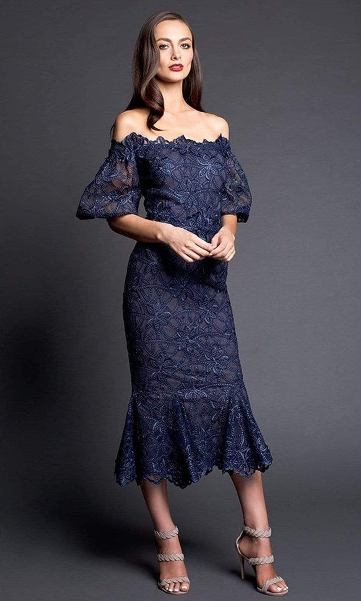 Nicole Bakti - 661 Off-Shoulder Lace Applique Cocktail Dress – Couture ...