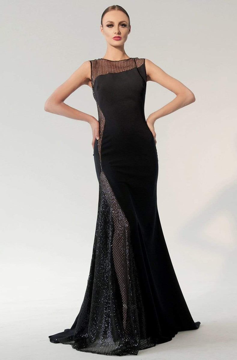 Nicole Bakti - 6790 Sequin Lattice Bateau Mermaid Dress – Couture Candy