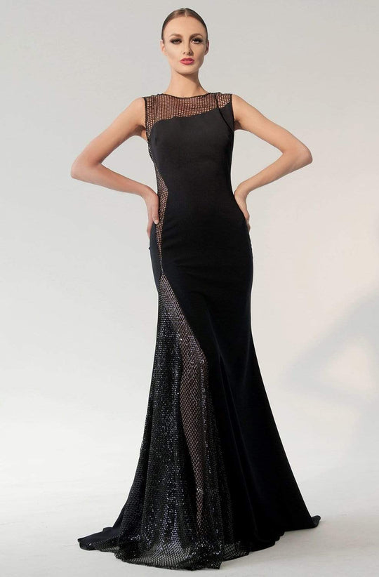 Nicole Bakti - 6790 Sequin Lattice Bateau Mermaid Dress