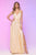 Nicole Bakti - 6834 Halter V Neck Backless High Slit Pleated Dress Prom Dresses 0 / Yellow