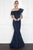 Nicole Bakti - 6853 Embroidered Asymmetric Mermaid Dress Evening Dresses 0 / Navy