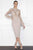 Nicole Bakti - 6854 Floral Lace Long Sleeve Sheath Dress Semi Formal 0 / Dusty Rose