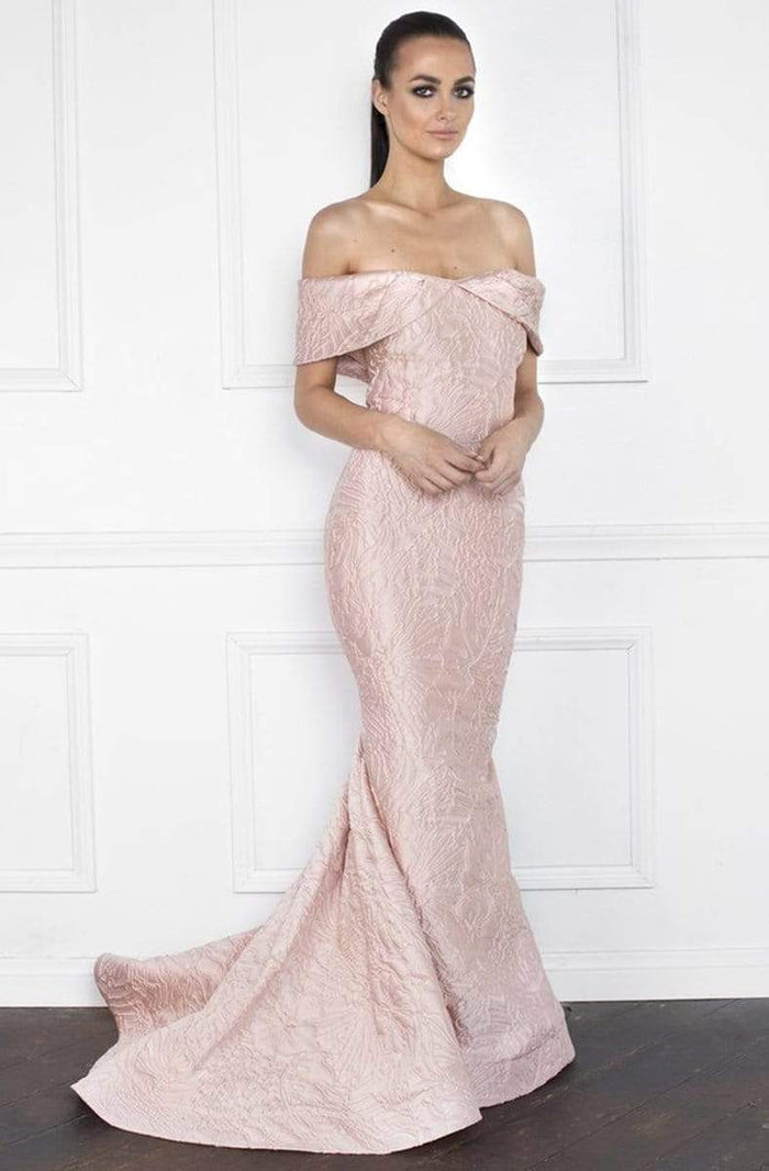 Nicole Bakti - 6855 Embroidered Off-Shoulder Mermaid Dress Pageant Dresses 0 / Dusty Rose