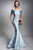 Nicole Bakti - 6876 Long Off Shoulder Textured Mermaid Gown Evening Dresses 0 / Blue
