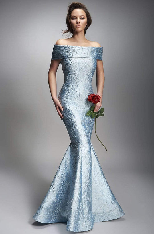 Nicole Bakti - 6876 Long Off Shoulder Textured Mermaid Gown