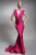 Nicole Bakti - 6893 Sleek Twist Front Mermaid Gown Evening Dresses 0 / Fushia