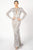 Nicole Bakti - 6904 Long Sleeve Front Keyhole Backless Sheath Dress Pageant Dresses 0 / Silver