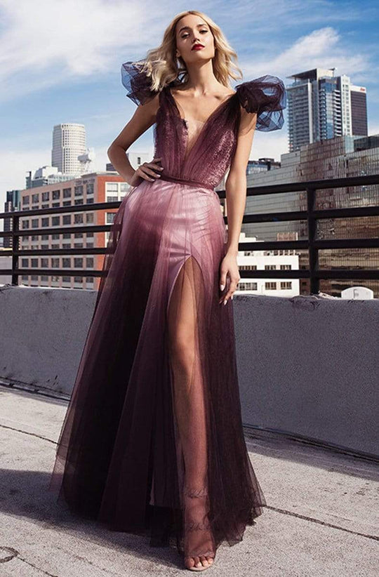 Nicole Bakti - 6926 Ruffled Deep V-neck A-line Gown