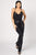 Nicole Bakti - 6962 Draped Bodice Razorback Sequined Jumpsuit Evening Dresses 0 / Black
