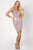 Nicole Bakti - 6964 Short Draped Back Sequined Dress Party Dresses 0 / Rose