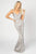 Nicole Bakti - 6970 Embellished V-neck Trumpet Dress Prom Dresses 0 / Silver