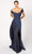 Nicole Bakti - 7029 Off-Shoulder Trumpet Dress With Overskirt Evening Dresses 0 / Navy
