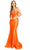 Nicole Bakti NI1040 - Body-Con Minimalist Sheath Gown Special Occasion Dress 0 / Orange