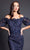 Nicole Bakti - Off-Shoulder Lace Applique Cocktail Dress 661 - 1 pc Navy In Size 4 Available CCSALE 4 / Navy
