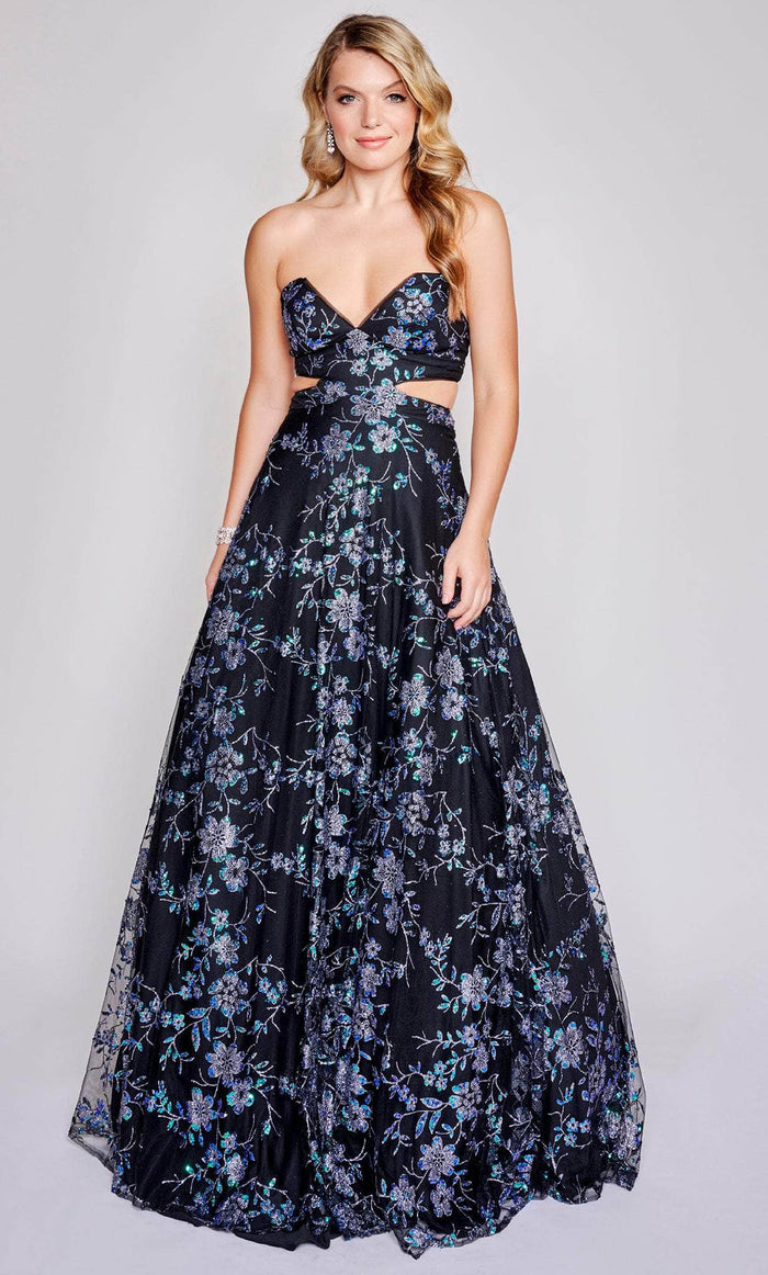 Nina Canacci 1541 - Strapless Cutout Prom Dress Special Occasion Dress 0 / Black/Multi