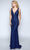 Nina Canacci - 2229 Sleeveless V Neckline Allover Lace Sheath Dress Evening Dresses 0 / Navy