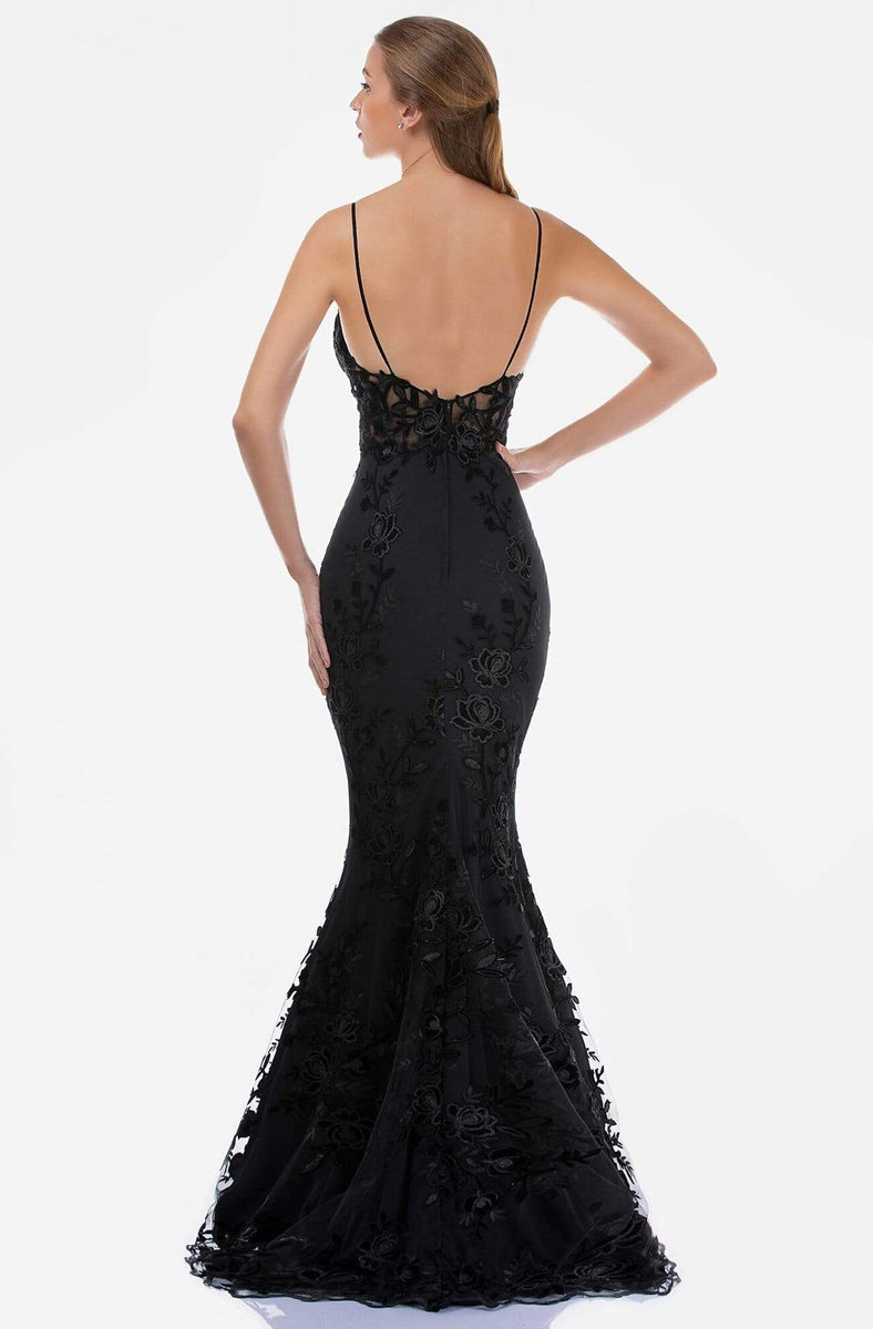 Nina Canacci - 2240 V-Neck Embroidered Long Dress – Couture Candy