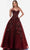Nina Canacci - 2245 Floral Embroidered Long Ballgown Prom Dresses 0 / Burgundy