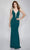 Nina Canacci - 2324 Plunging V-Neck Sheath Gown Special Occasion Dress 0 / Green