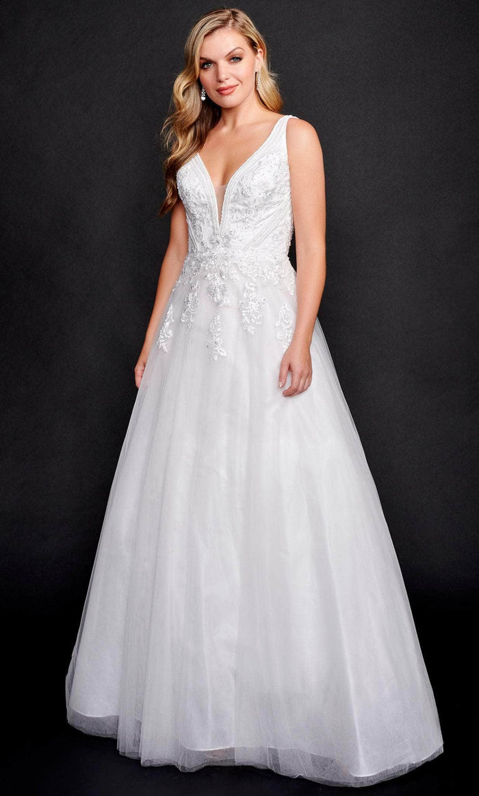 Nina Canacci 2349 - Embroidered Tulle Bridal Dress Special Occasion Dress 0 / Ivory